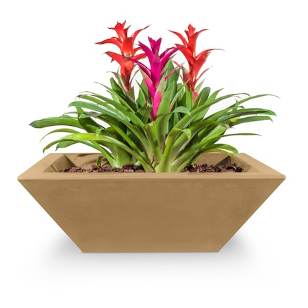 The Outdoor Plus 30 Square Maya Planter Bowl - GFRC Concrete - Brown - OPT-30SP-BRN